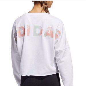 ADIDAS White Pastel Tie Dye Crop Sweatshirt M